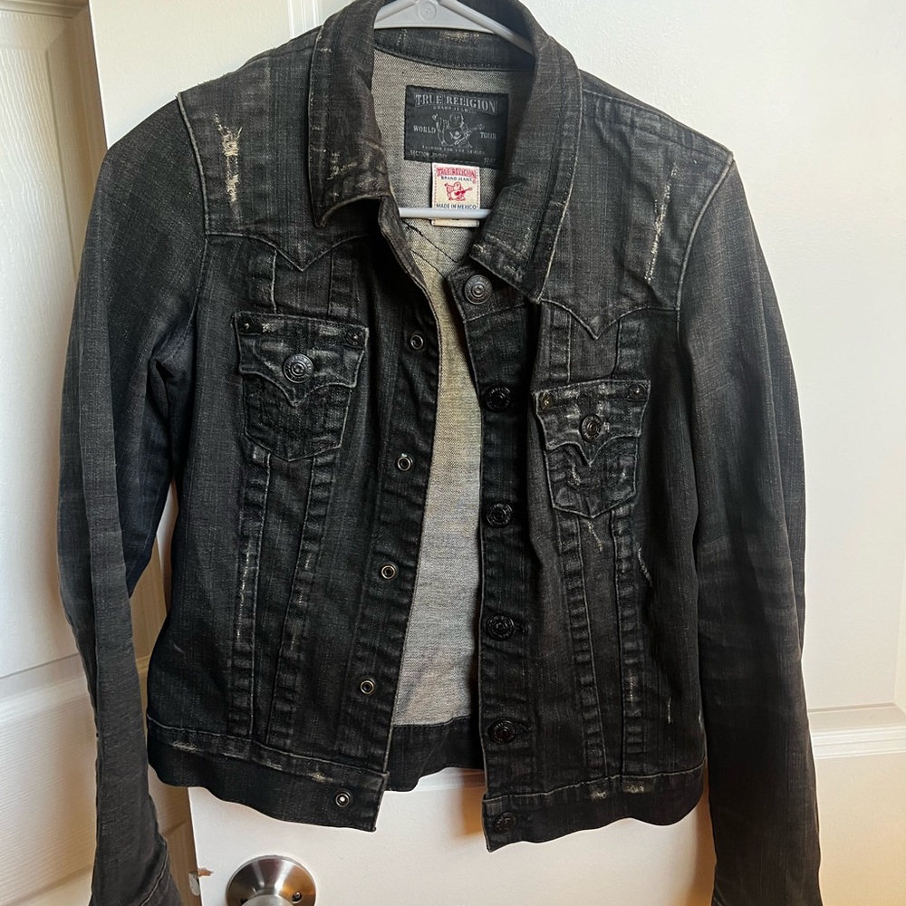 True Religion Black Jean Jacket with Classic Design